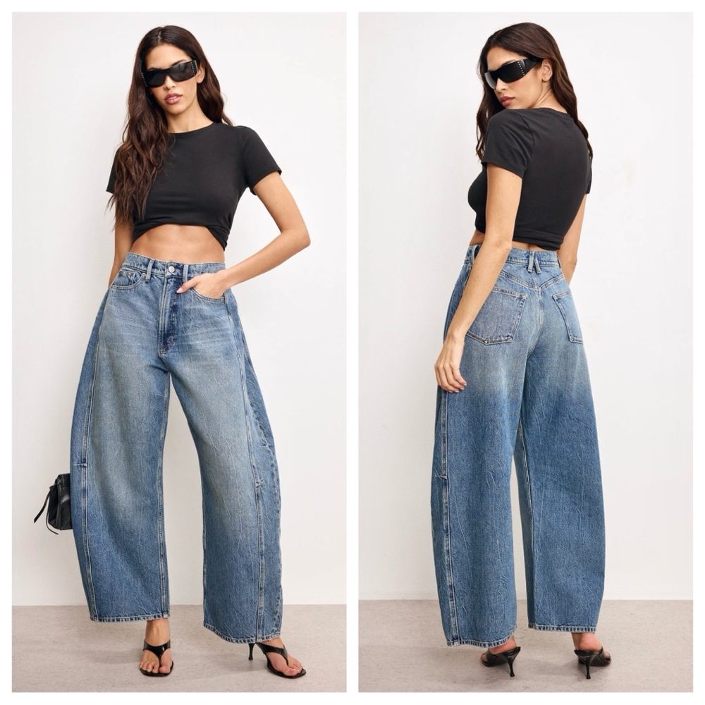 Good American High Rise Wide Leg Jeans - Classic Blue